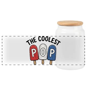 Grand-père drôle, le papa le plus cool - Boîte à biscuits avec couvercle en bois - blanc - Devant