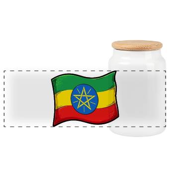 Ethiopian flag with star - Panoramic Cookie Jar with Wooden Lid - white - Front