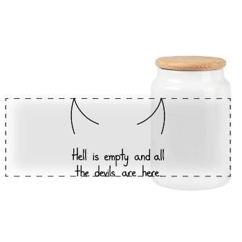 Hell Is Empty And All The Devils Are Here, Black - Panoramic Cookie Jar with Wooden Lid - white - Front