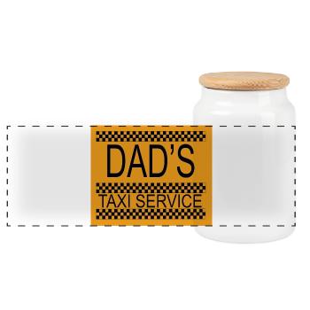 Dad's taxi service - Panoramic Cookie Jar with Wooden Lid - white - Front