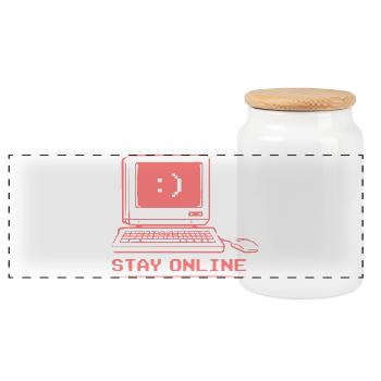 Stay Online Retro Computer - Panoramic Cookie Jar with Wooden Lid - white - Front