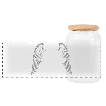 Winged Rock and Roll - Panoramic Cookie Jar with Wooden Lid - white - Front
