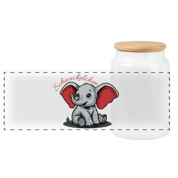 Éléphant mignon - Boîte à biscuits avec couvercle en bois - blanc - Devant
