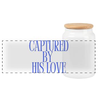 Capturé par son amour Citation chrétienne Blue - Boîte à biscuits avec couvercle en bois - blanc - Devant