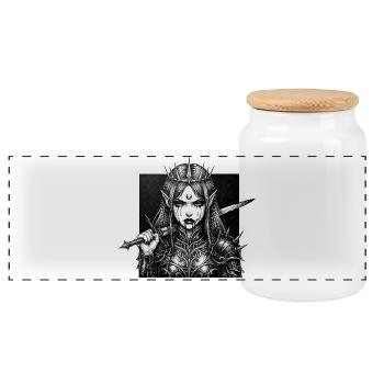 Moon Queen Elven Warrior - Panoramic Cookie Jar with Wooden Lid - white - Front