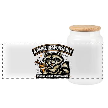 Raton Laveur Café Fonctionnel - Boîte à biscuits avec couvercle en bois - blanc - Devant