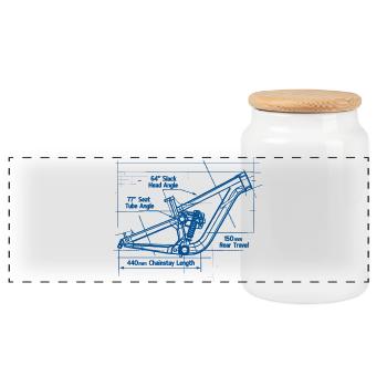 MTB Blueprint: Full-Suspension Frame Tech - Panoramic Cookie Jar with Wooden Lid - white - Front