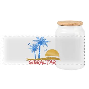 Cadeau pour Gibraltar - Boîte à biscuits avec couvercle en bois - blanc - Devant