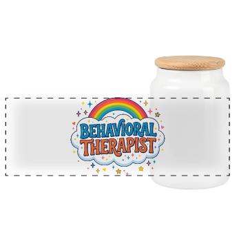 Behavioural therapist, school behaviour technician - Panoramic Cookie Jar with Wooden Lid - white - Front