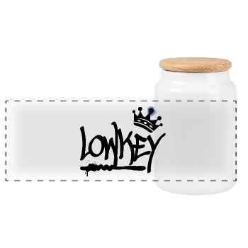 Lowkey Graffiti Tag Krone Hip Hop (black) - Panorama Keksdose mit Holzdeckel - Weiß - Vorne