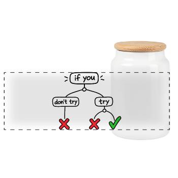 Humor lover, logical, decision-making, funny - Panoramic Cookie Jar with Wooden Lid - white - Front