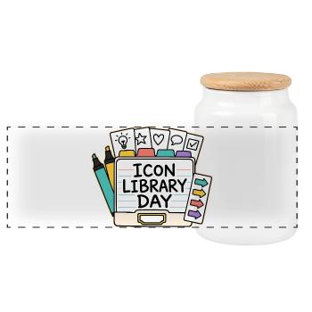 ICON LIBRARY DAY - Panoramic Cookie Jar with Wooden Lid - white - Front