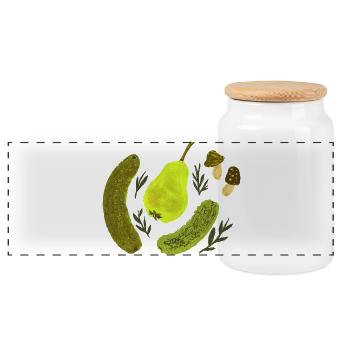 Garden Fruits Still Life Collage - Panoramic Cookie Jar with Wooden Lid - white - Front