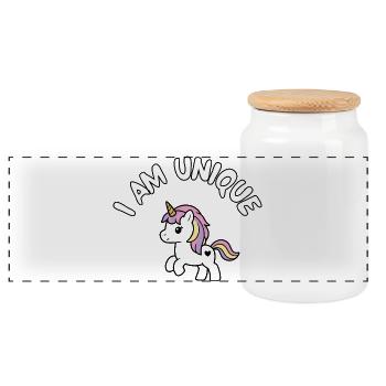 I'm a unique unicorn - Panoramic Cookie Jar with Wooden Lid - white - Front