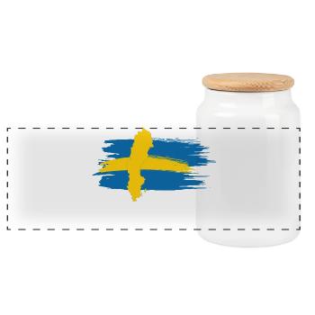 Sweden – Blue Yellow Map Brush Design - Panoramic Cookie Jar with Wooden Lid - white - Front