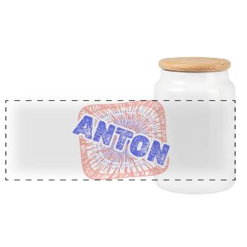 Anton als Job - Panorama Keksdose mit Holzdeckel - Weiß - Vorne