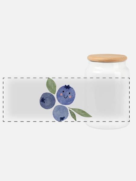 Blaubeeren Aquarell Trio mit Gesicht - Panorama Keksdose mit Holzdeckel - Weiß
