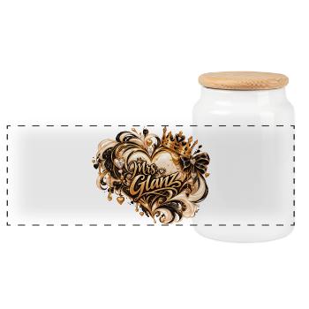 Mrs Glanz Goldener Glamour - Panorama Keksdose mit Holzdeckel - Weiß - Vorne