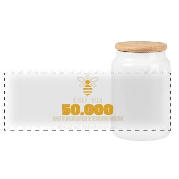 Imker Chef von 50000 Mitarbeiterinnen Bienen - Panorama Keksdose mit Holzdeckel - Weiß - Vorne