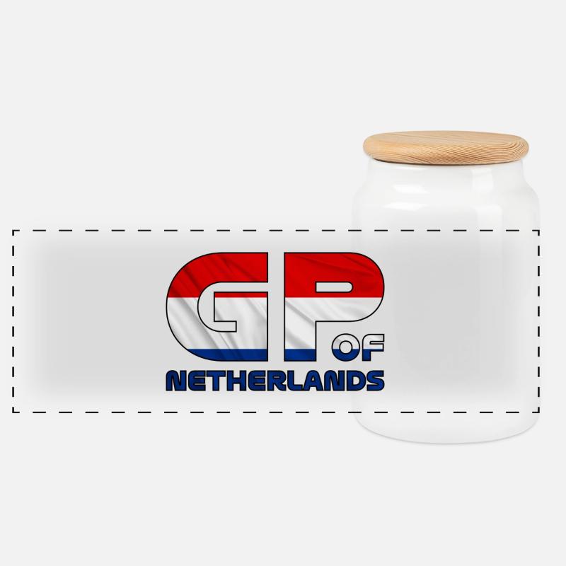 netherlands_gp - Panoramic Cookie Jar with Wooden Lid - white