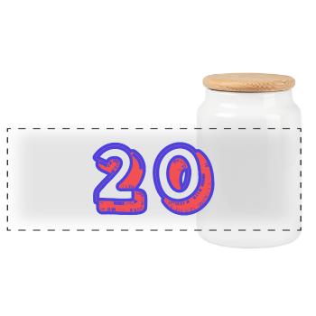 20. 20 JAHRE. 20-JÄHRIGES JUBILÄUM. 20-JÄHRIGES JUBILÄUM. - Panorama Keksdose mit Holzdeckel - Weiß - Vorne