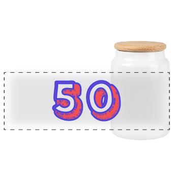 50. 50 YEARS. 50th ANNIVERSARY. 50TH ANNIVERSARY. - Panoramic Cookie Jar with Wooden Lid - white - Front