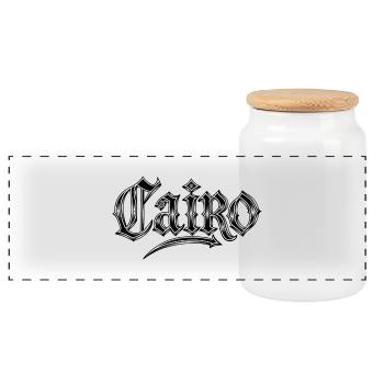 Lettrage gothique du Caire - Boîte à biscuits avec couvercle en bois - blanc - Devant