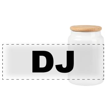 DJ - Boîte à biscuits avec couvercle en bois - blanc - Devant