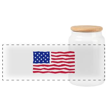 Stars And Stripes / Flagge / Flag - Panoramic Cookie Jar with Wooden Lid - white - Front