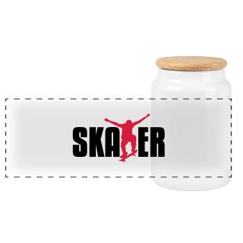 skater - Panoramic Cookie Jar with Wooden Lid - white - Front