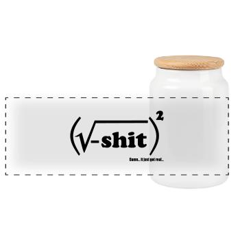 Shit is real - Panoramic Cookie Jar with Wooden Lid - white - Front