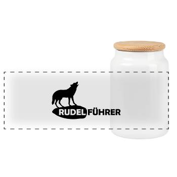 Rudelführer Wolf Alphatier Leitwolf Papa - Panorama Keksdose mit Holzdeckel - Weiß - Vorne