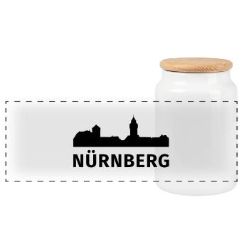 Nürnberg - Panorama Keksdose mit Holzdeckel - Weiß - Vorne