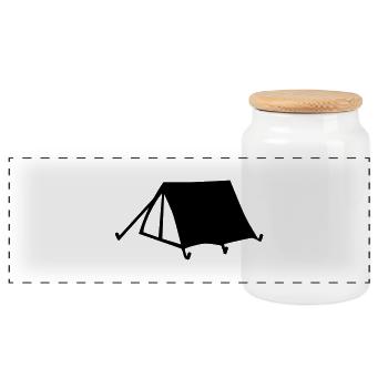 Camping - Tente - Boîte à biscuits avec couvercle en bois - blanc - Devant
