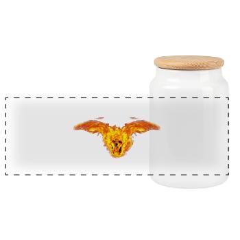 Fire skull - Boîte à biscuits avec couvercle en bois - blanc - Devant