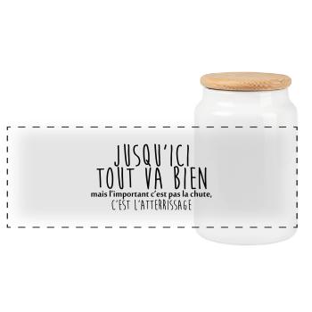 jusquici tout va bien 02 - Boîte à biscuits avec couvercle en bois - blanc - Devant