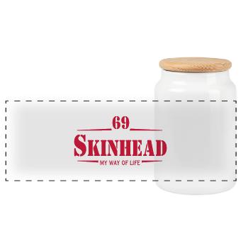 Working Class Skinhead Oi! Antiracist Bootboys My - Panoramic Cookie Jar with Wooden Lid - white - Front
