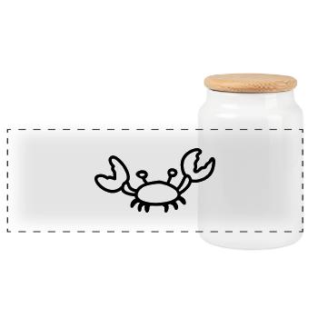 Cancer - line - Panoramic Cookie Jar with Wooden Lid - white - Front