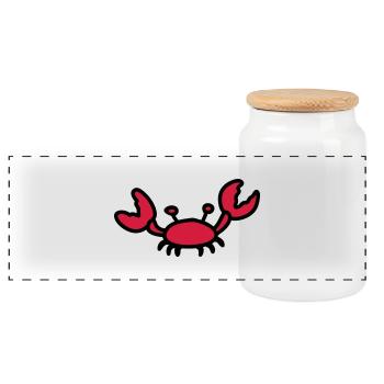 Cancer - Panoramic Cookie Jar with Wooden Lid - white - Front