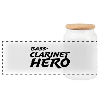 Bass Clarinet Hero - Panoramic Cookie Jar with Wooden Lid - white - Front