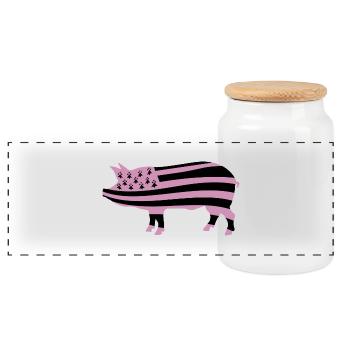 BRETAGNE - BZH - COCHON - Boîte à biscuits avec couvercle en bois - blanc - Devant