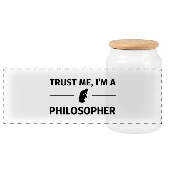 Trust me I'm a Philosophe - Panorama Keksdose mit Holzdeckel - Weiß - Vorne
