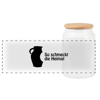 So schmeckt Heimat Bembel - Panorama Keksdose mit Holzdeckel - Weiß - Vorne