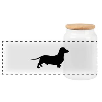 dog - Panoramic Cookie Jar with Wooden Lid - white - Front