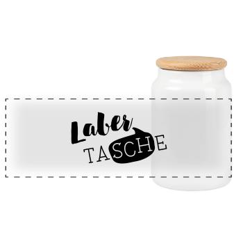 Die LABER TASCHE - Panorama Keksdose mit Holzdeckel - Weiß - Vorne