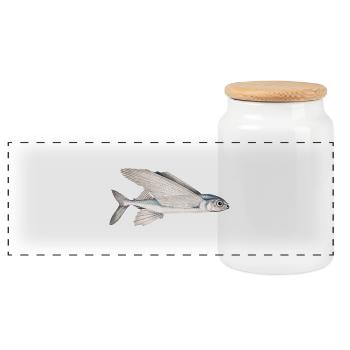 Schwalbenfisch (fliegender Fisch) - Panorama Keksdose mit Holzdeckel - Weiß - Vorne