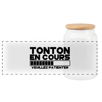 TONTON(veuillez patienter) - Boîte à biscuits avec couvercle en bois - blanc - Devant