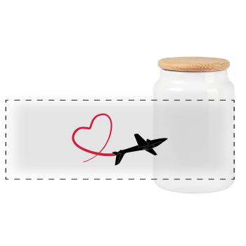 sailplane fox glider - Panoramic Cookie Jar with Wooden Lid - white - Front
