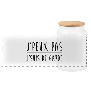 Je peux pas j'suis de garde - Boîte à biscuits avec couvercle en bois - blanc - Devant