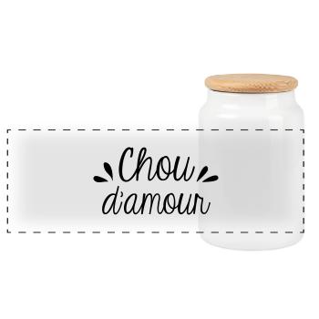 Chou d'amour - Boîte à biscuits avec couvercle en bois - blanc - Devant
